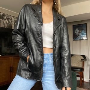 Siricco Leather Blazer / Trench / Jacket - size S